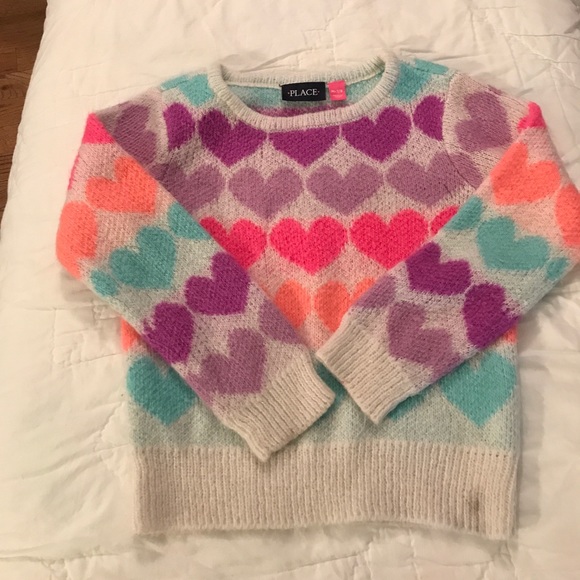 Place Other - Girls Multicolored Heart Sweater
